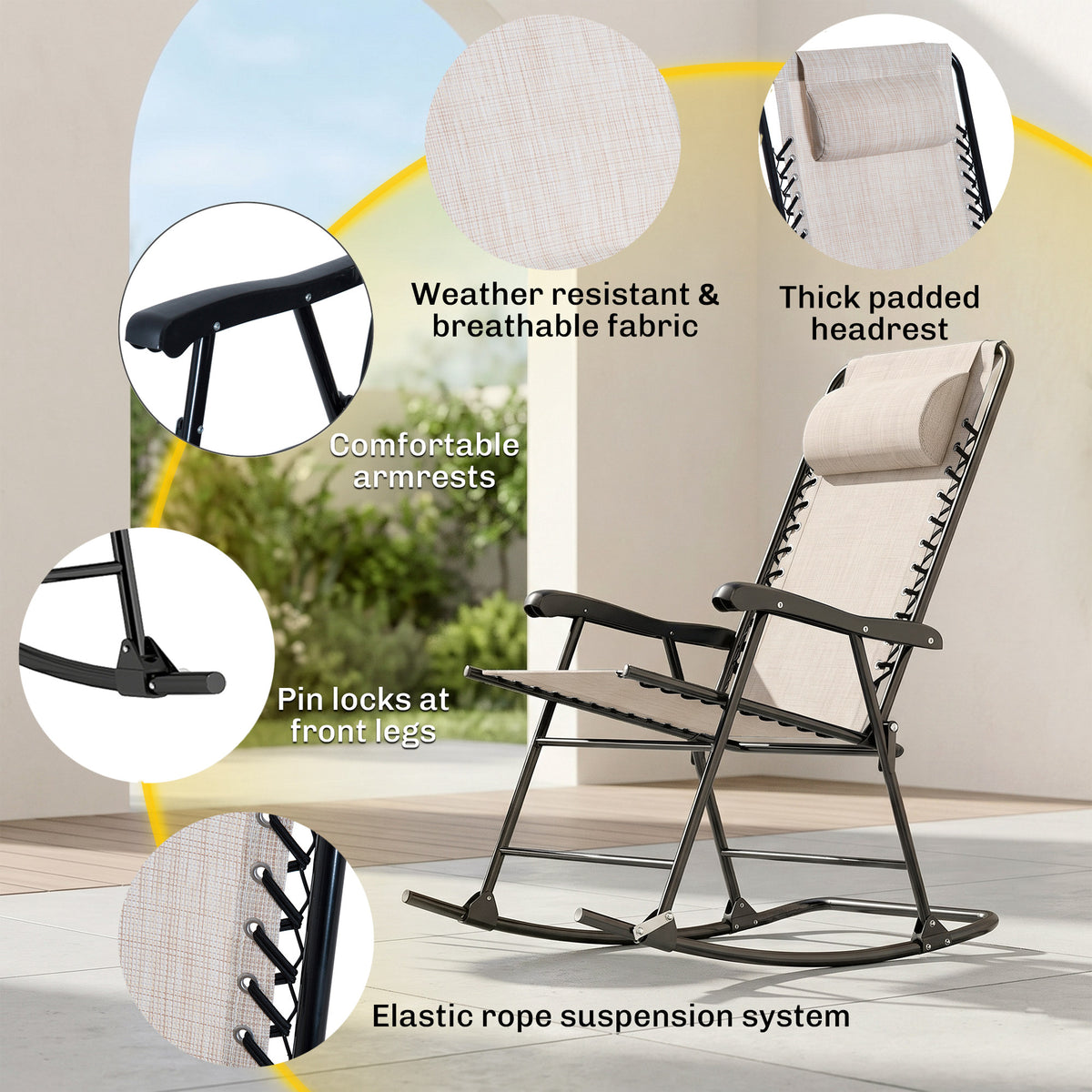 3-Piece Patio Rocking Chair Set with Bistro Table
