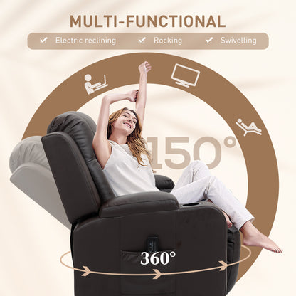 Swivel Massage Reclining Chair Faux Leather