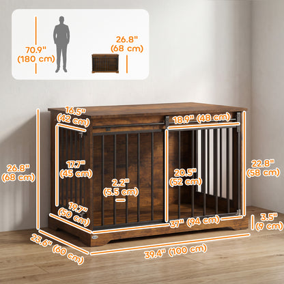 Dog Crate Furniture Sliding Barn Door 100 cm