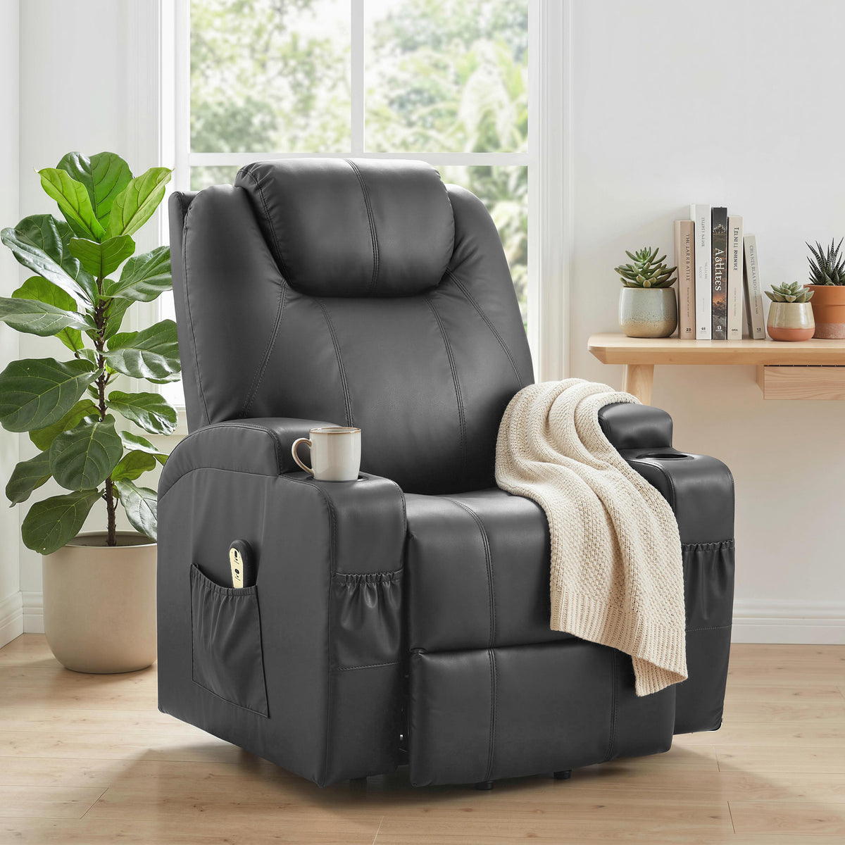 Power Lift Recliner Chair with High Back Faux Leather
