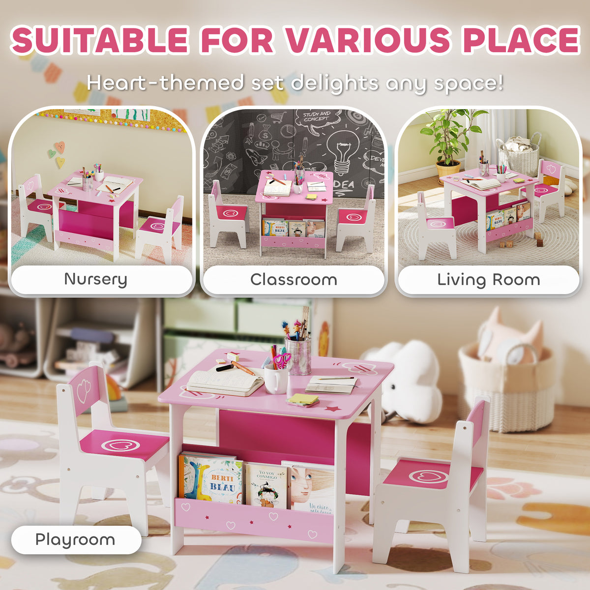 Conjunto de mesa y sillas para niños — Lote de 3