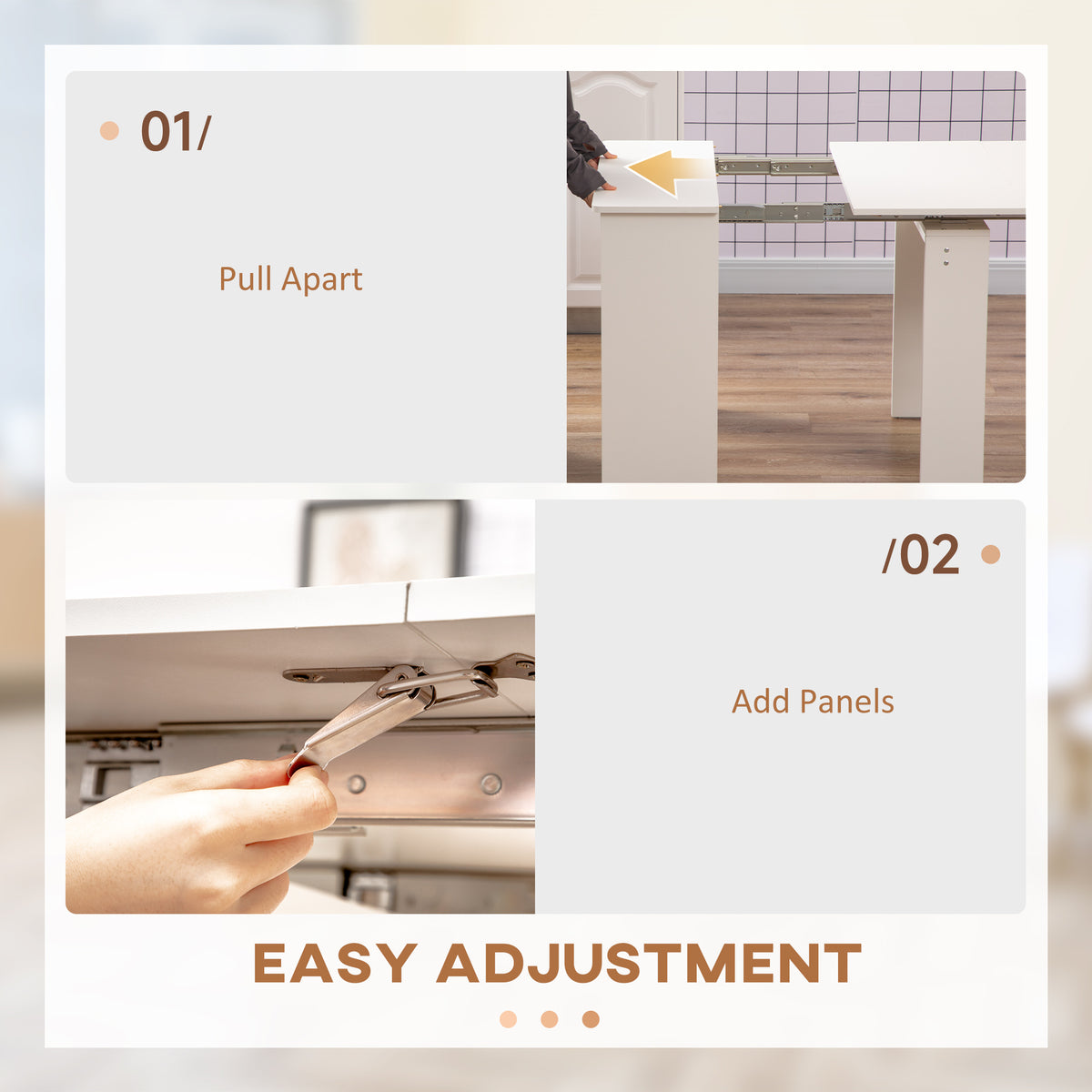 Extendable dining table 60-180 cm for 6-8 people