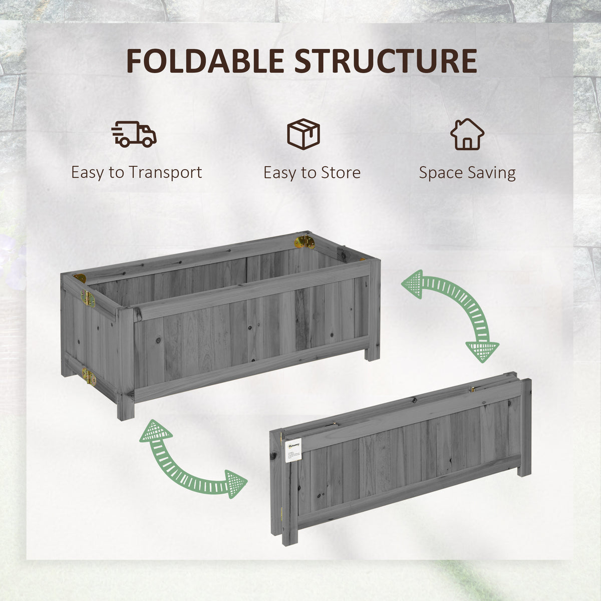Foldable elevated wooden planter box for vegetables and herbs