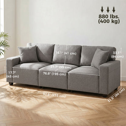 3-Seater Sofa with Side Pockets and Pocket Springs
