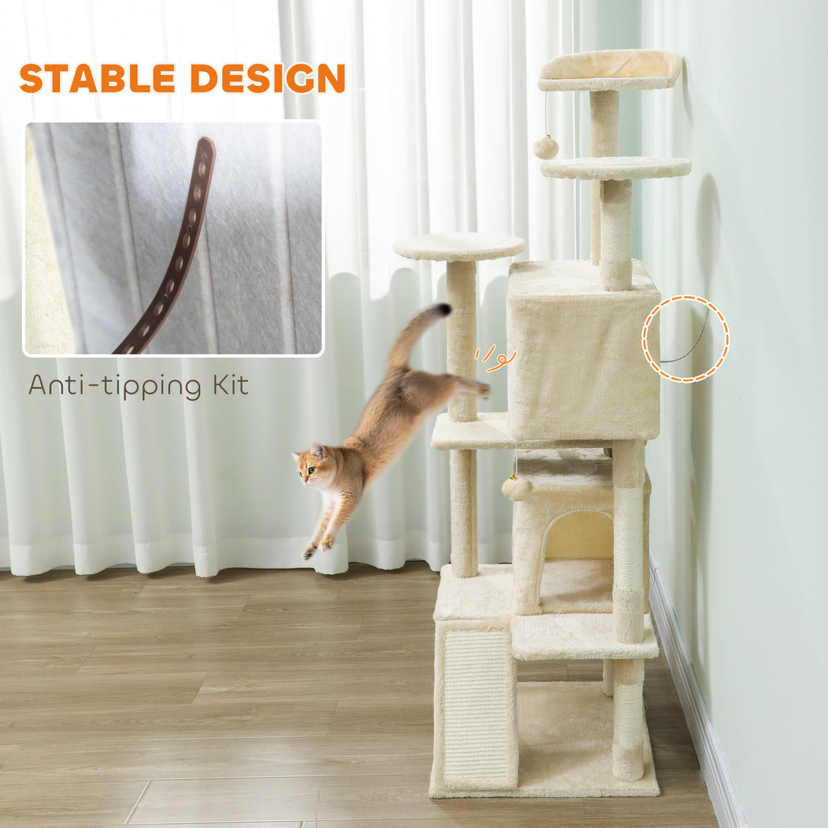 Árbol para gatos de varios niveles de 160 cm