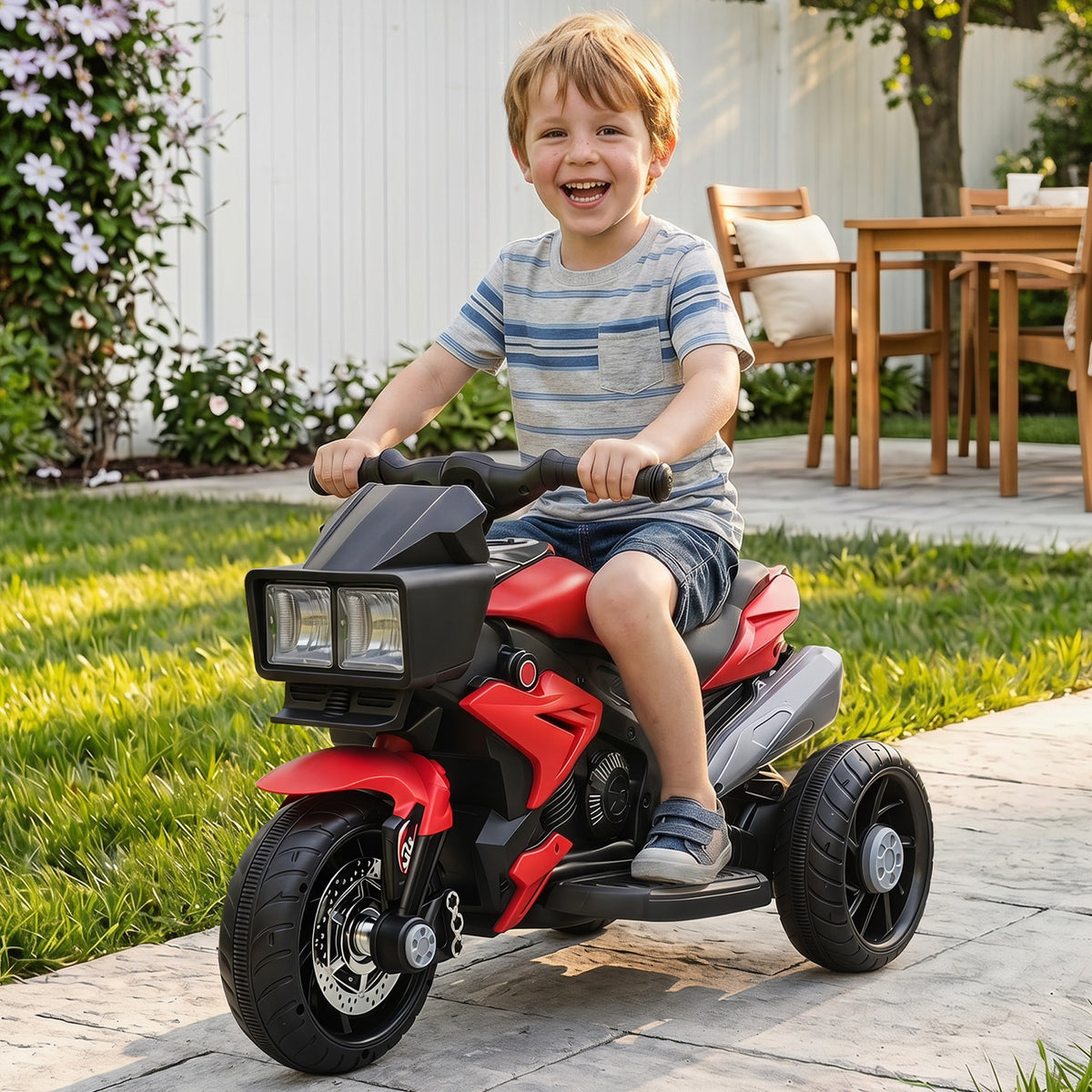 Electric Motorcycle Ride-On Toy 6V Pedal Powered Music Headlights