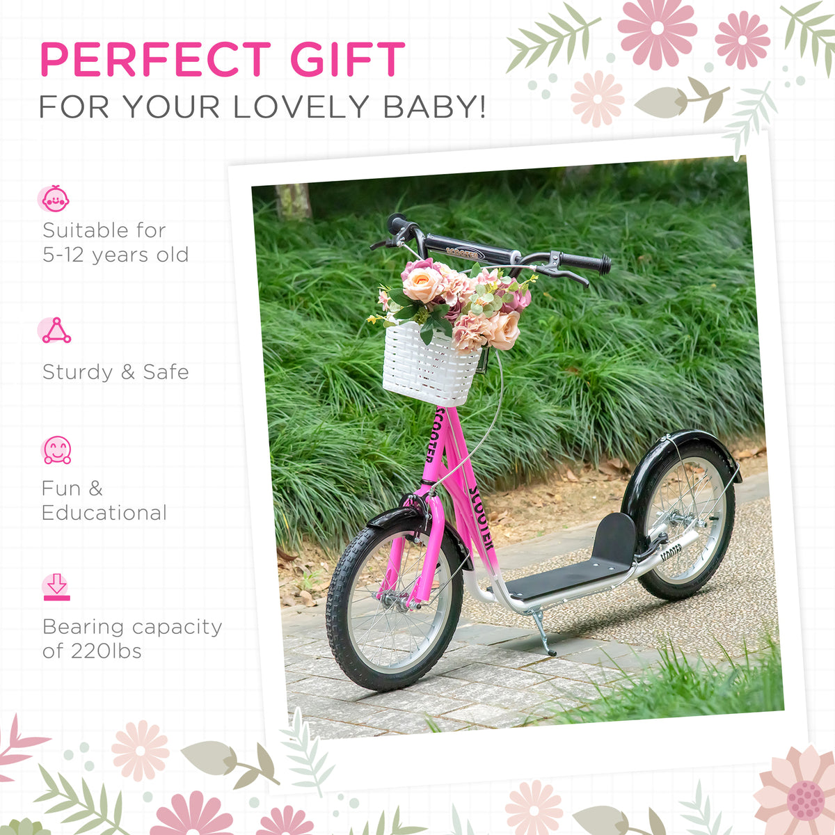 Patinete para niños con manillar ajustable