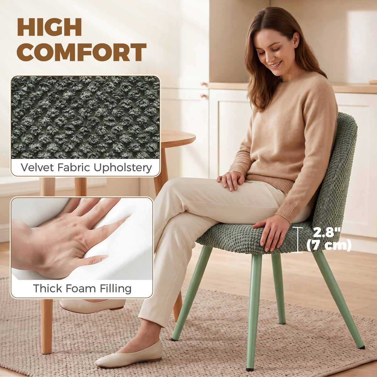 Dining Chairs Velvet Upholstered Set of 2
