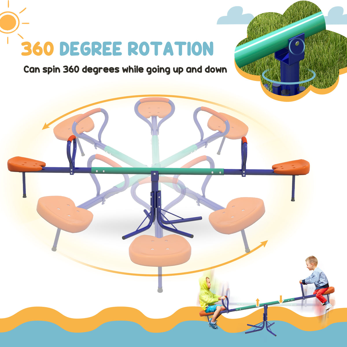 Kids swivel seesaw playground equipment
