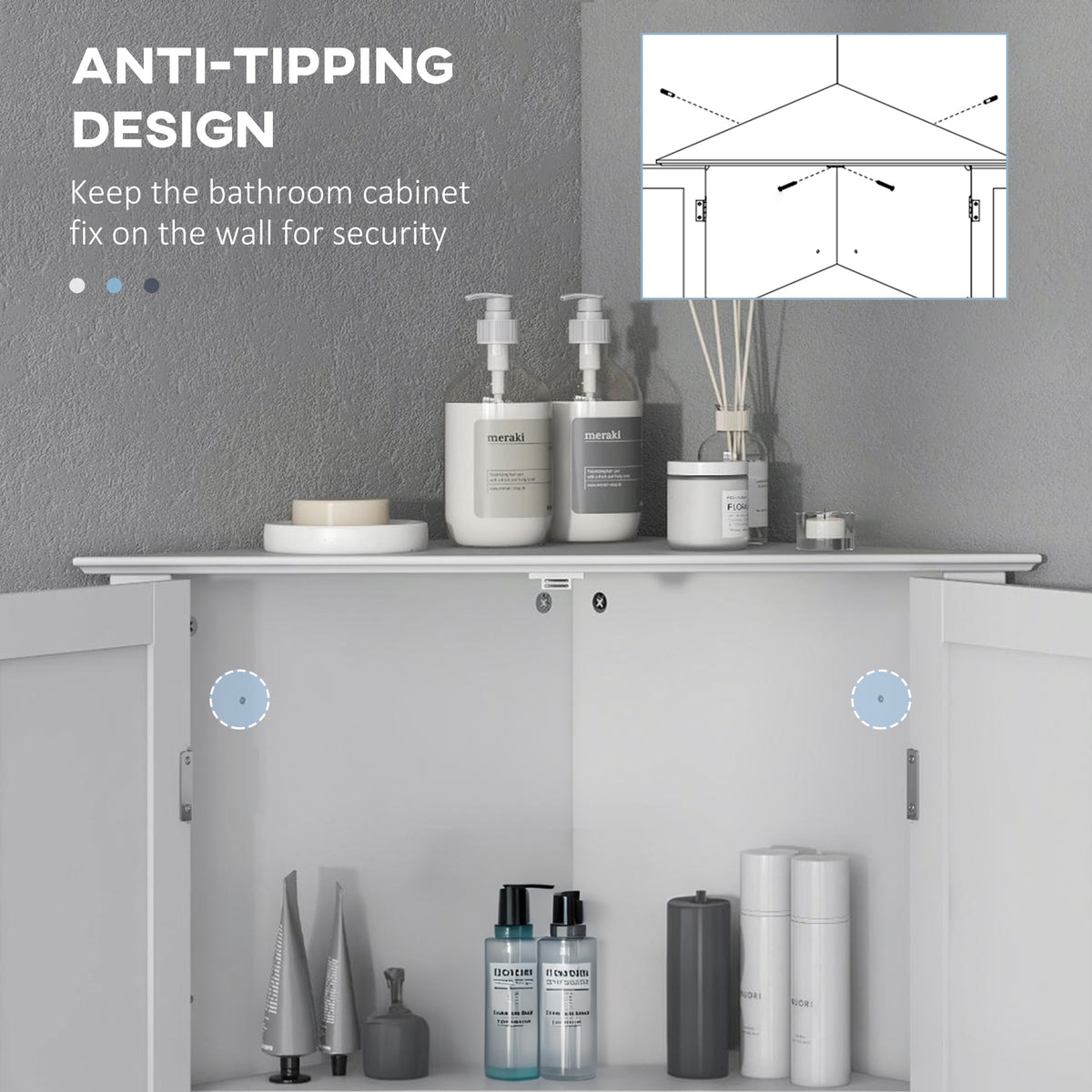 Mueble de almacenamiento esquinero moderno para baño