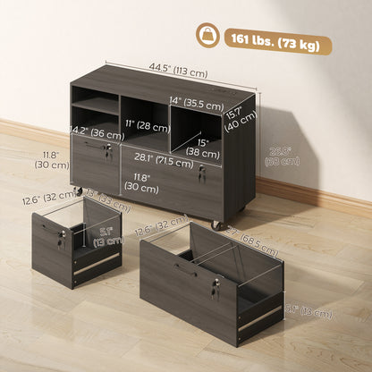 Mobile file cabinet with charging station and lock