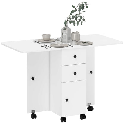 Mesa de comedor plegable y abatible con almacenamiento y ruedas