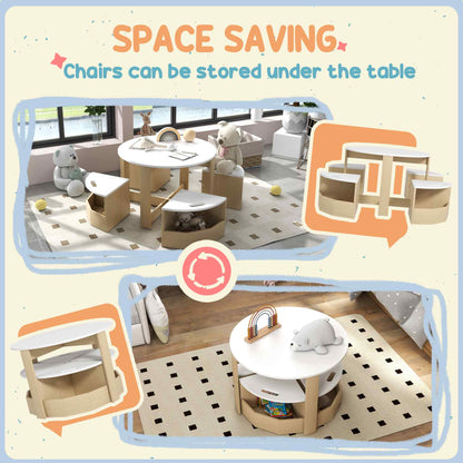 Kids Table and Chair Set with Storage — Set of 5