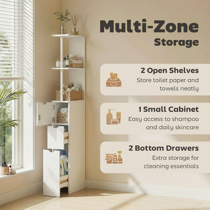 Tall Narrow Bathroom Storage Cabinet — white