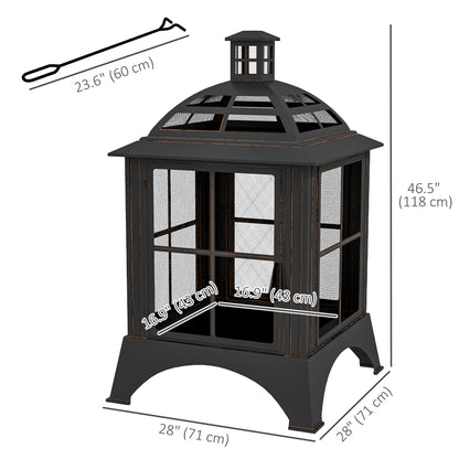 Chimney-Style Wood-Burning Fire Pit with Poker