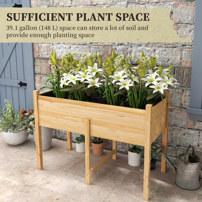 Wooden Raised Garden Planter Box with Drainage Holes