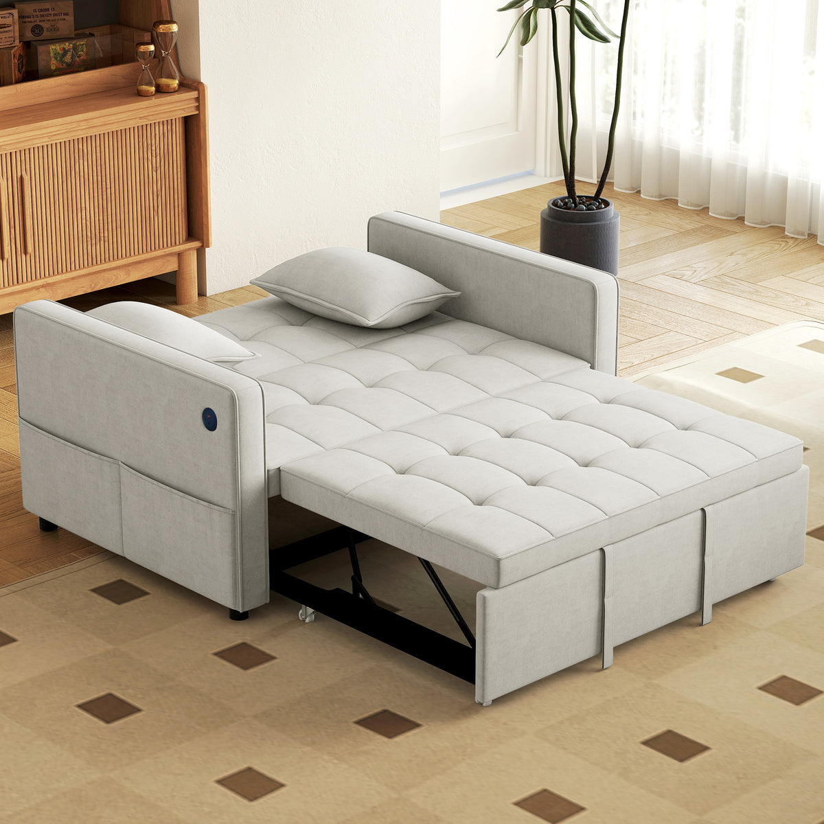 Convertible 3-in-1 Sofa Bed with USB Charging