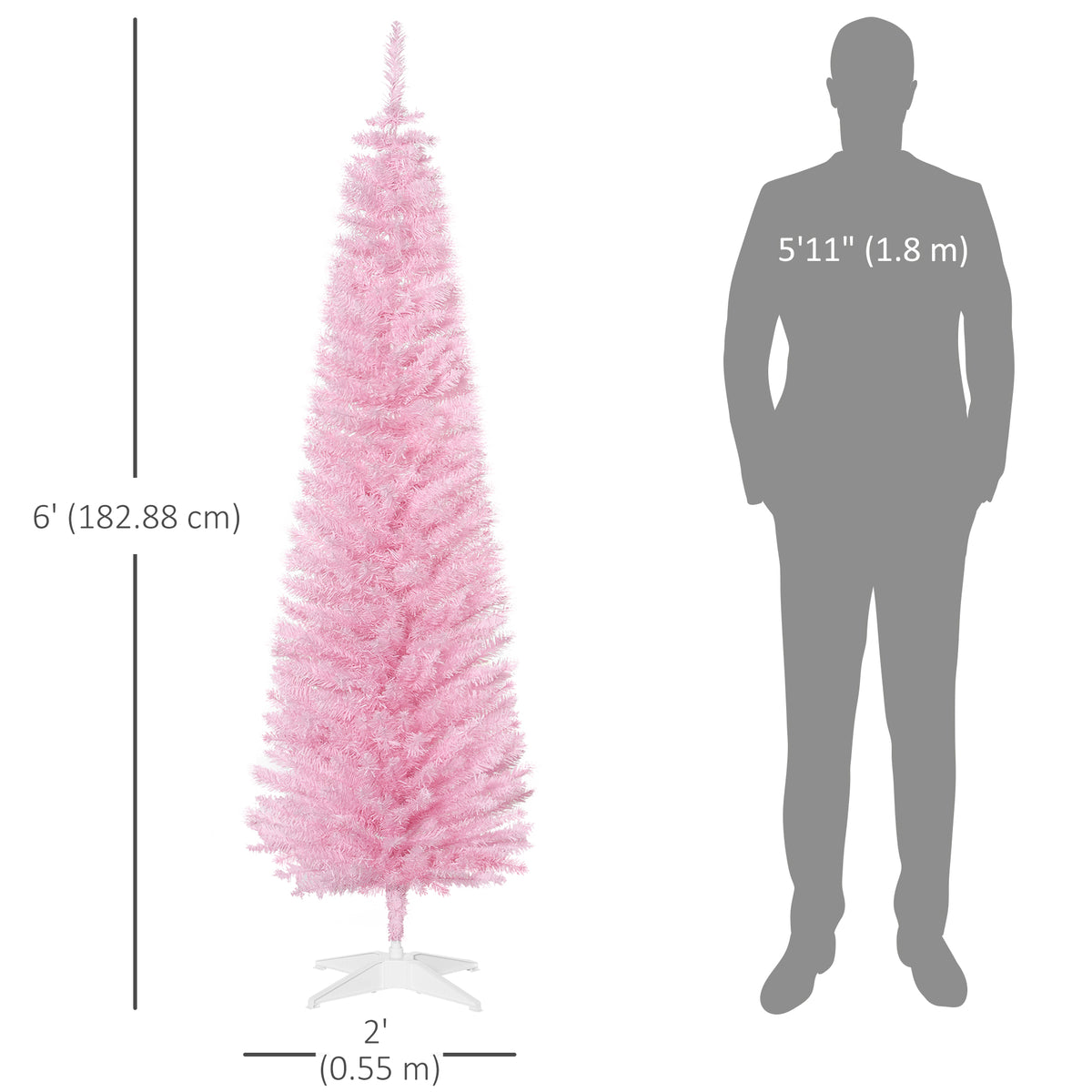 Pino de Navidad artificial delgado estilo lápiz 6 pi