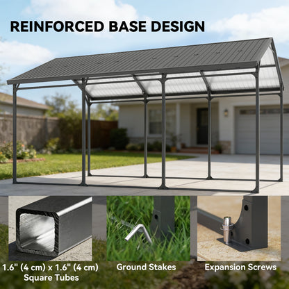 Metal Carport 10 x 15 ft Reinforced Steel Frame