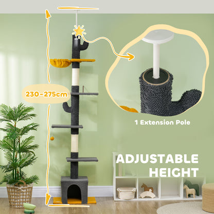 Floor to ceiling cat tree adjustable height tower