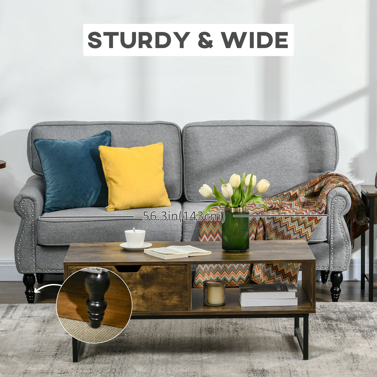 Traditional 2-Seater Linen Loveseat Sofa
