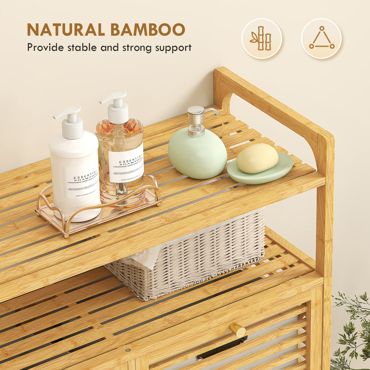 Tilt Out Bamboo Laundry Hamper Cabinet