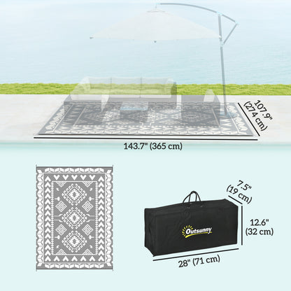 Alfombra de exterior reversible 9' x 12' — gris
