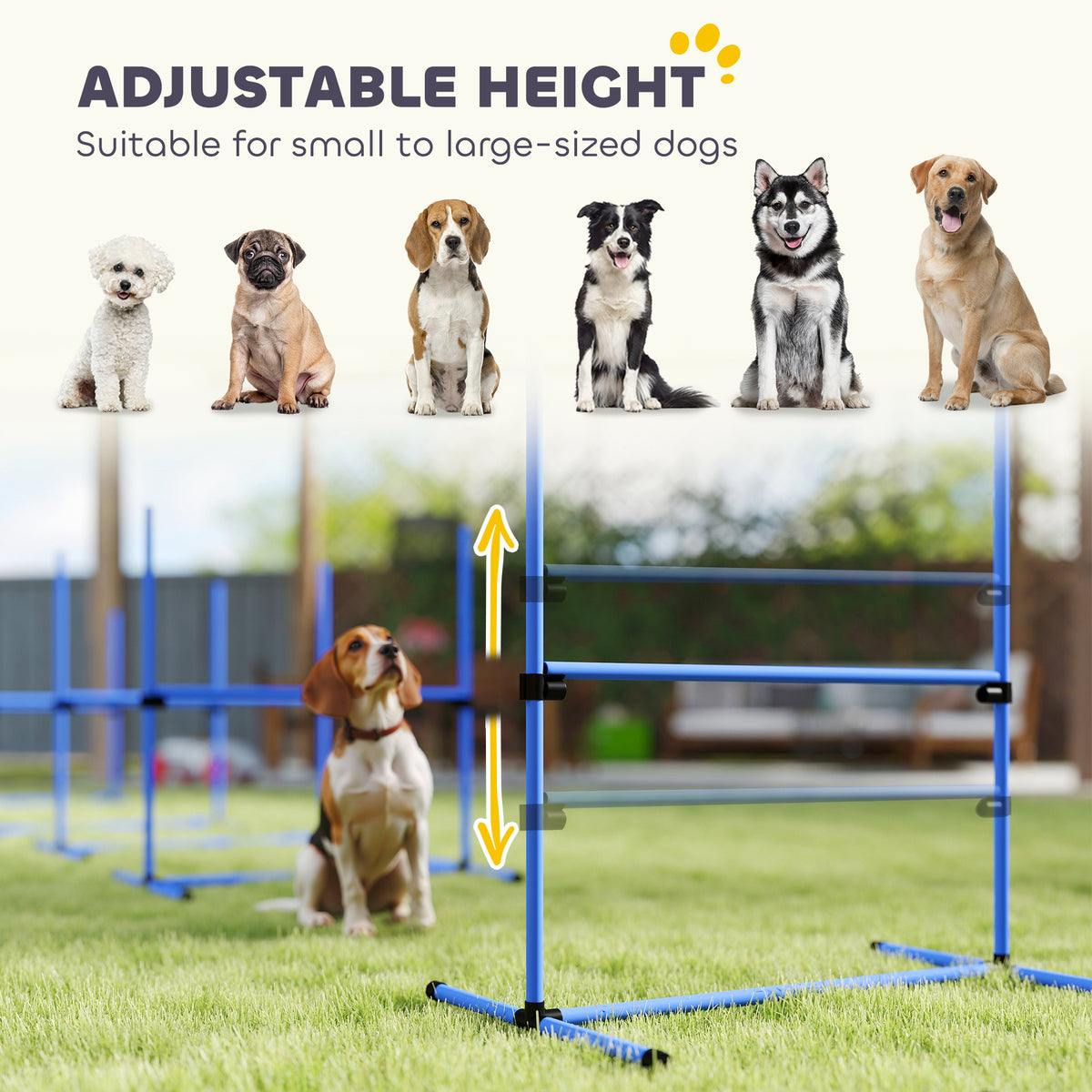 Juego de 4 vallas de agilidad ajustables para perros