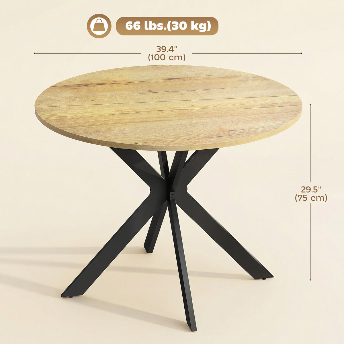 Contemporary 100 cm Round Wood Dining Table