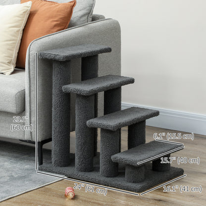 Cat Stairs 4-Step with Scratching Post — Dark Grey