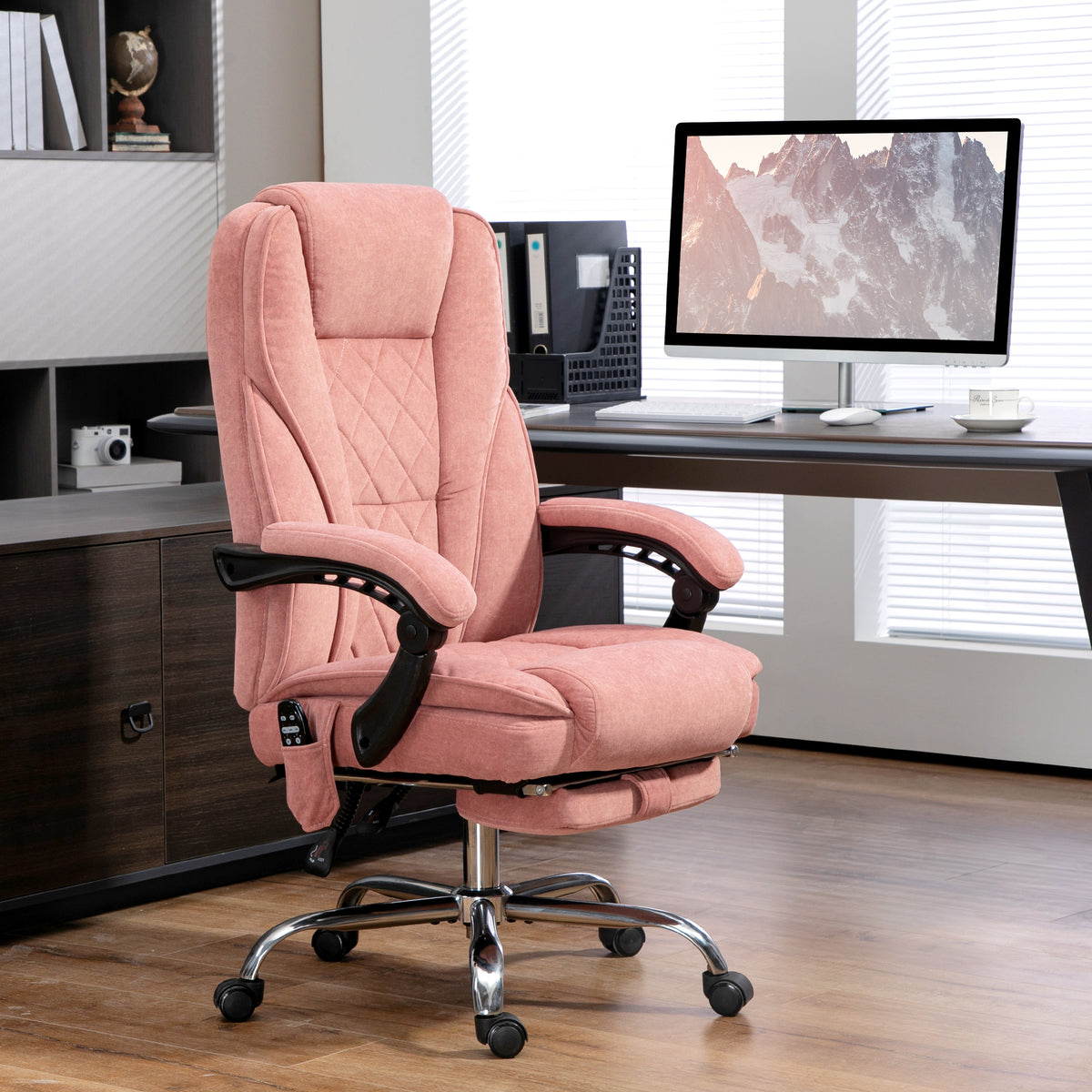 Silla de oficina de masaje reclinable con reposapiés ajustable