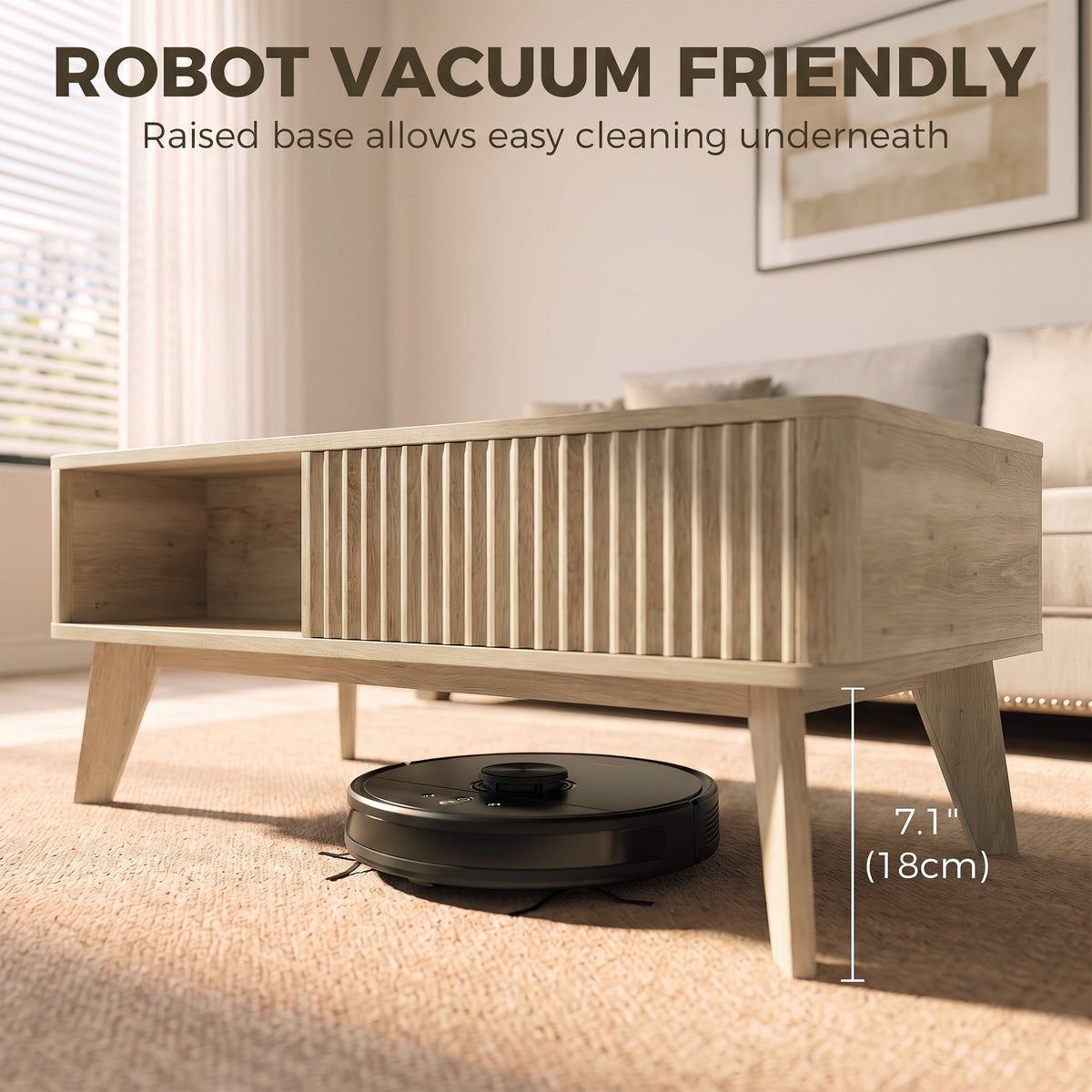 102 cm Fluted Lift Top Coffee Table