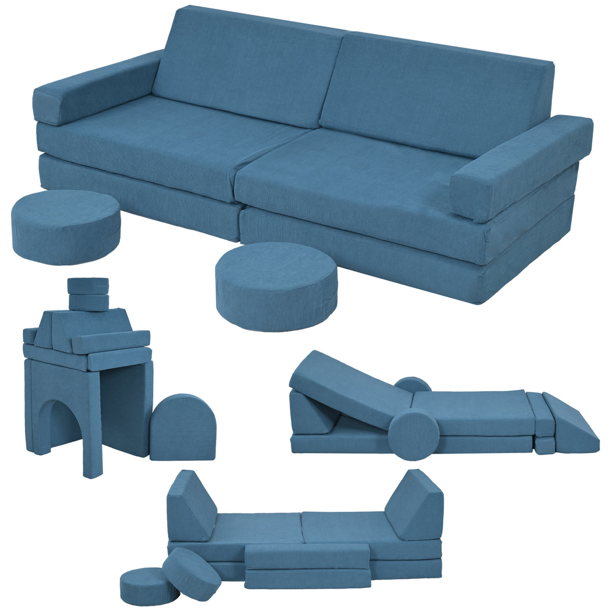 Sofá modular infantil de 12 piezas, resistente y divertido