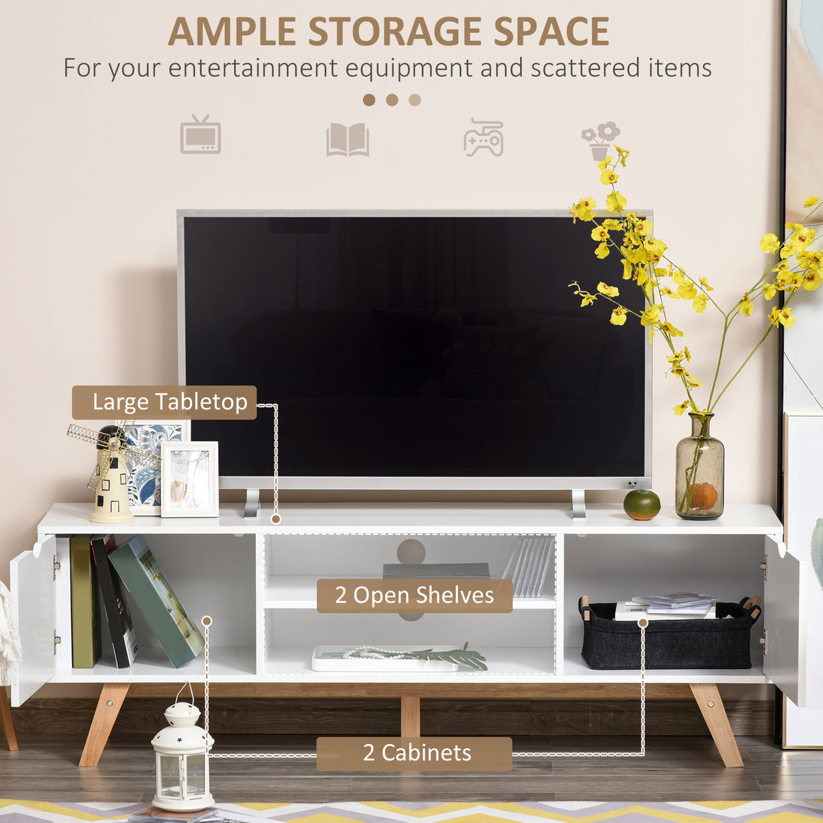 Mueble de TV moderno de madera con almacenamiento