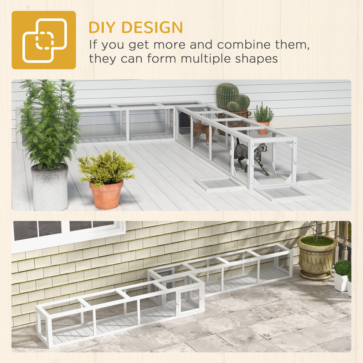 Cat tunnel extendable 79 inch L-shape outdoor enclosure