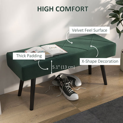 Upholstered Velvet Bedroom Bench — Steel Legs