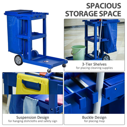 Janitorial Cart 3-Tier with Rubbish Bag