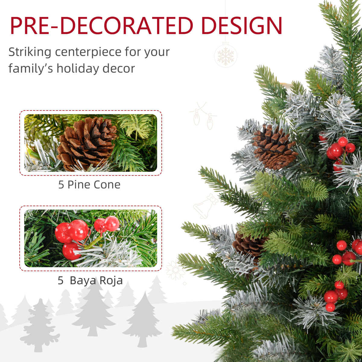 Pre-lit artificial Christmas trees 60 cm — Set of 2
