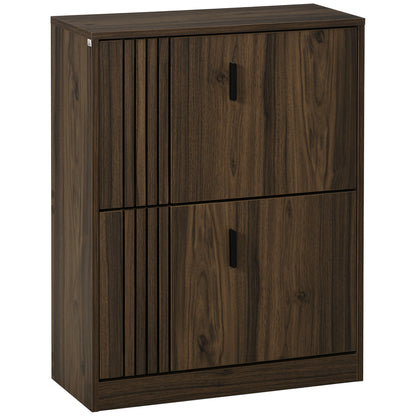 Narrow shoe storage cabinet with two flip drawers