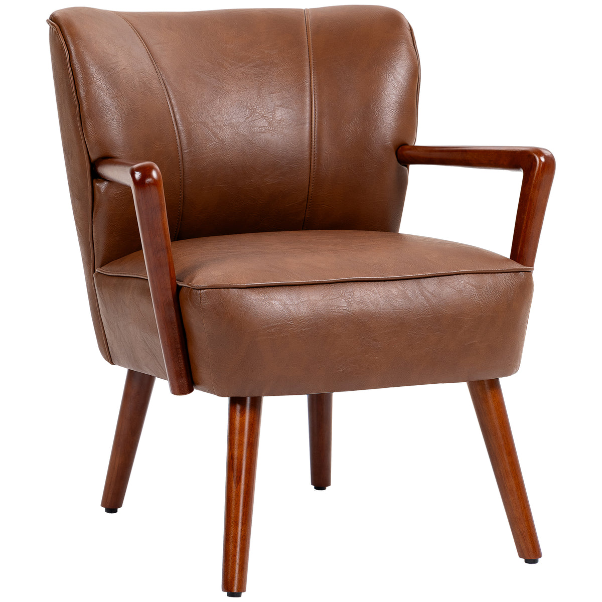 Sillón auxiliar moderno de cuero sintético con patas de madera