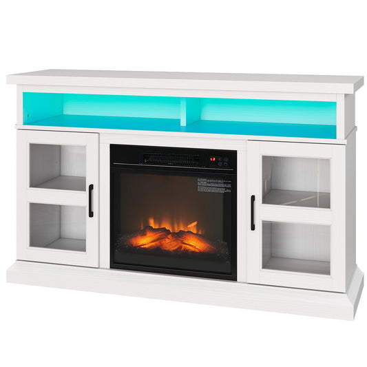 Fireplace TV Stand with 3D Flame and Adjustable Shelves