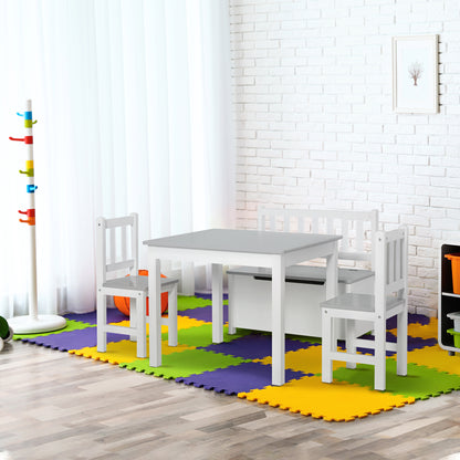 Kids Wooden Table and Chair Set — Set of 4