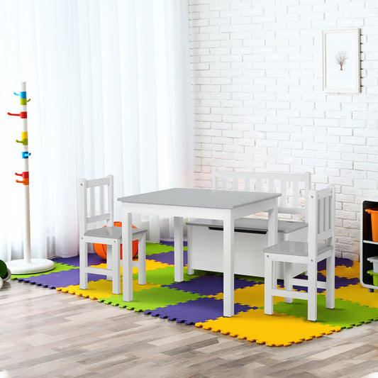 Kids Wooden Table and Chair Set — Set of 4