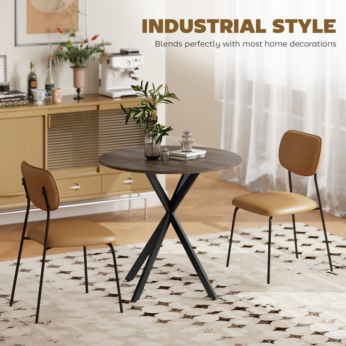 Mesa redonda industrial compacta 80 cm
