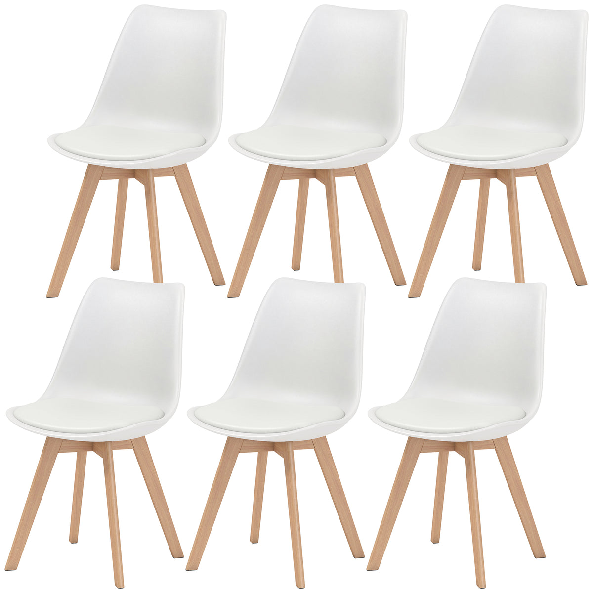 Modern Dining Table Chairs Set of 6 Wooden
