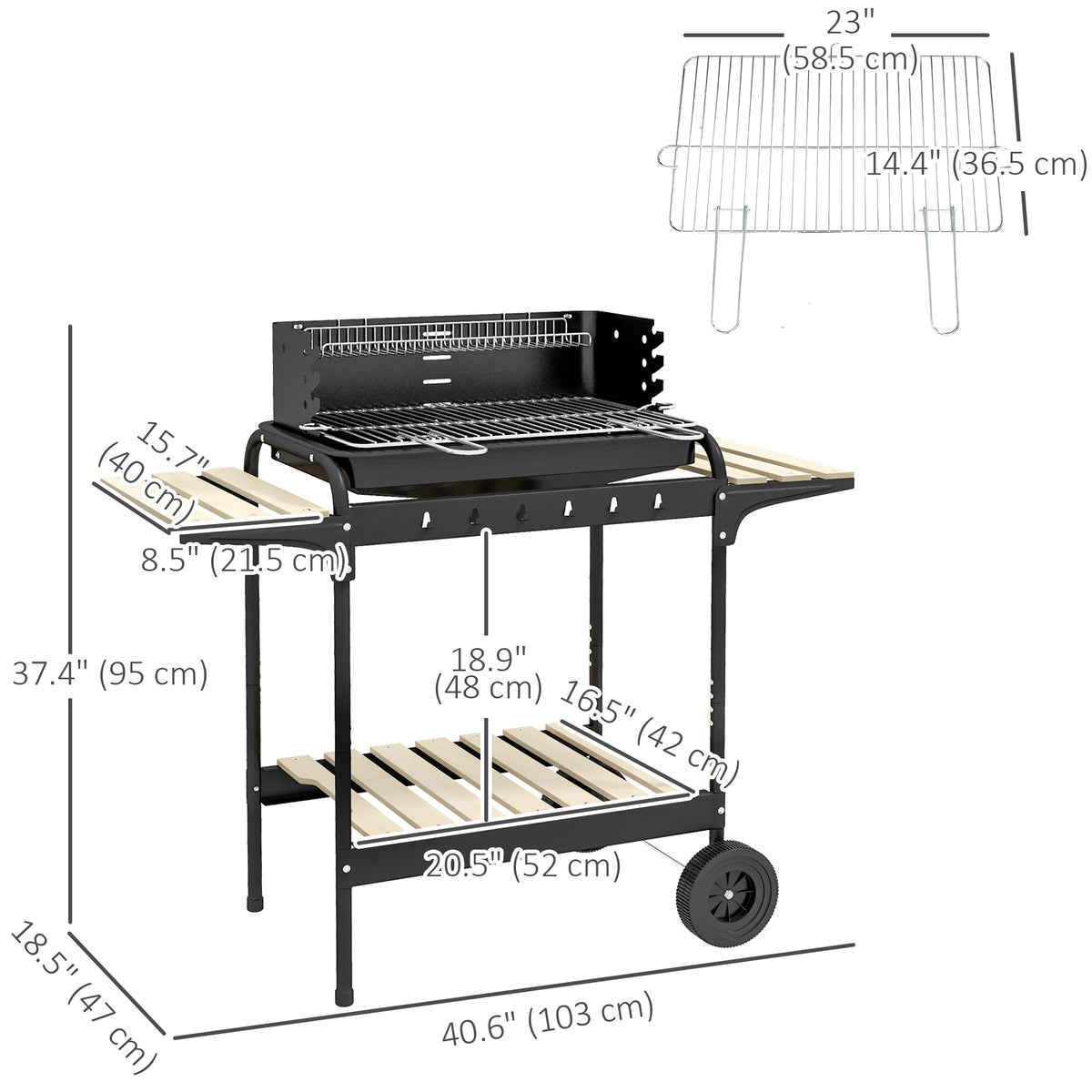Portable charcoal barbecue grill with adjustable height