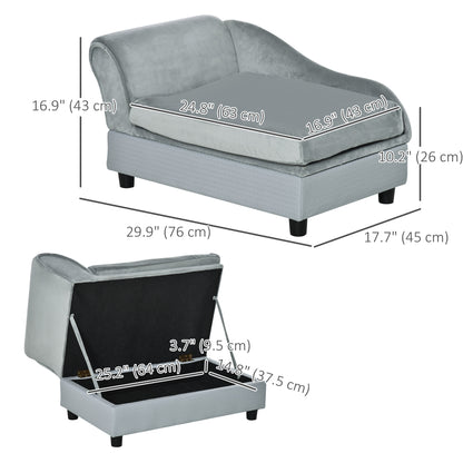 Pet sofa with storage natural wood