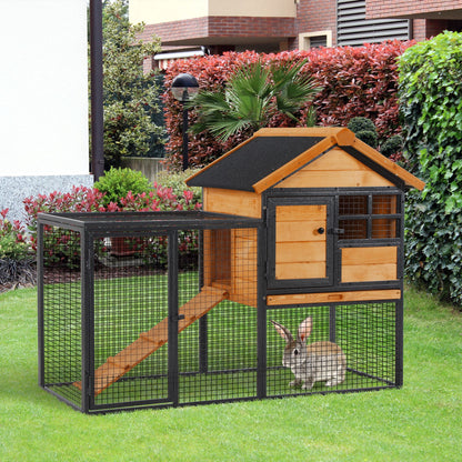 Outdoor Wooden Rabbit Hutch 48" — Yellow