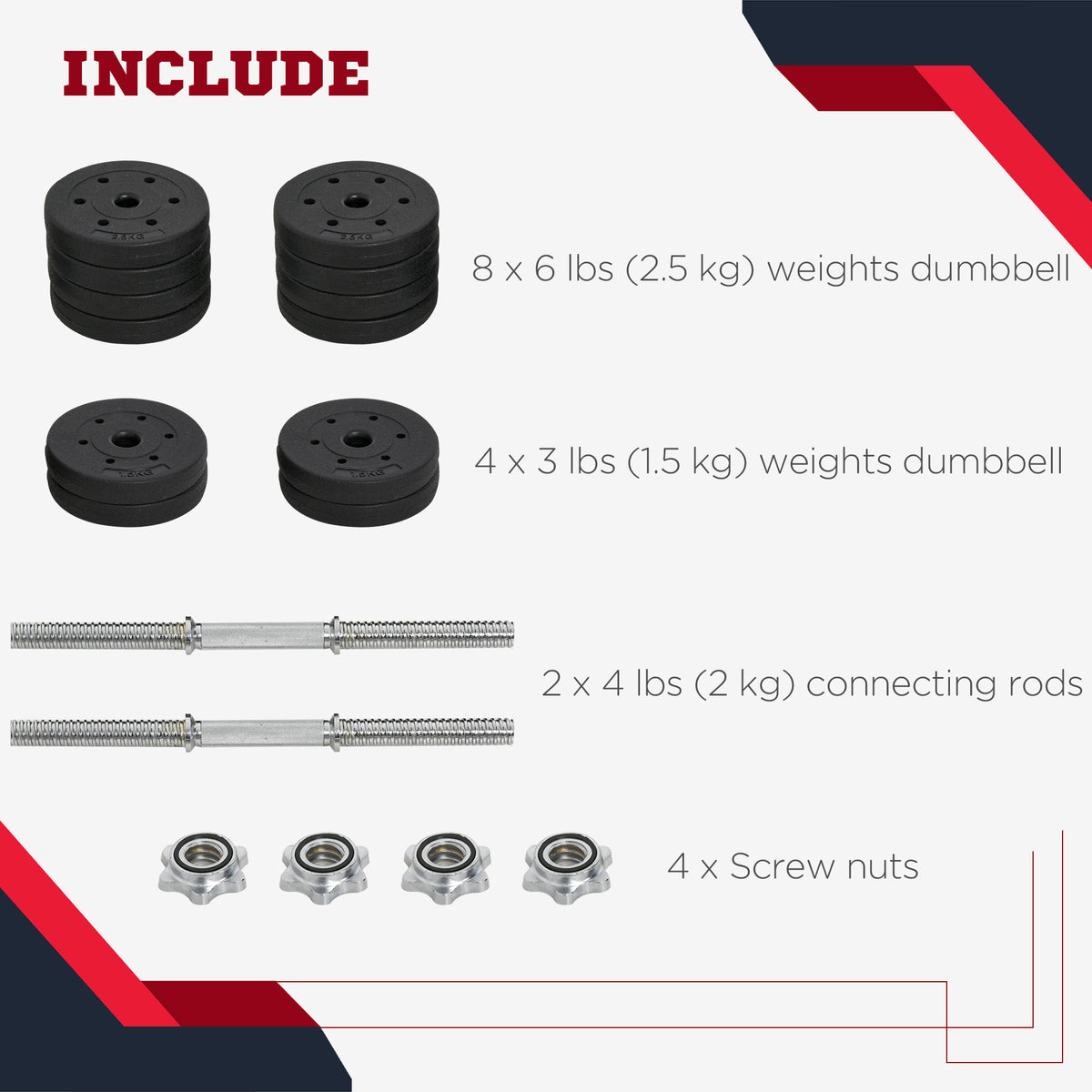 Adjustable Dumbbells 30 kg — Set of 14