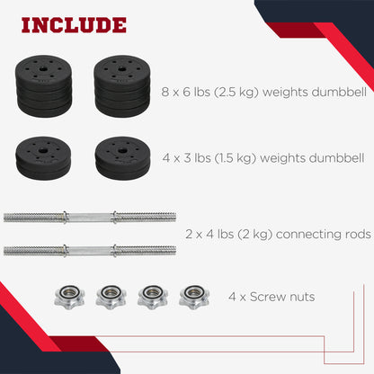 Adjustable Dumbbells 30 kg — Set of 14